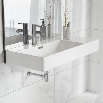 St. Tropez 36" Rectangle Wall-Mounted Sink with Left Side Faucet Mount