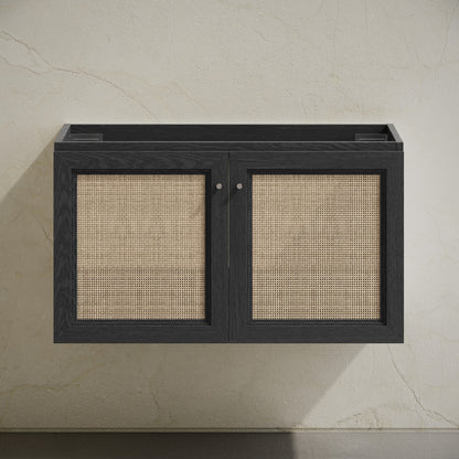 Classe 36" Wall-Mounted Bathroom Vanity in Black Oak without Sink Top