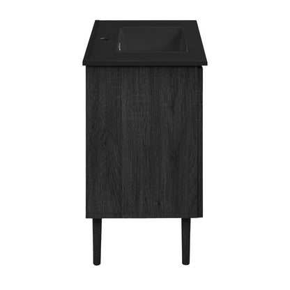 Bron 36" Freestanding Bathroom Vanity in Black Oak with Black Sink Top