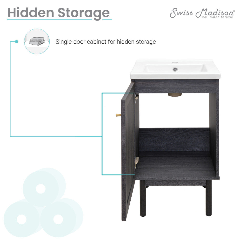 Classe 18" Freestanding Bathroom Vanity in Black Oak with Sink Top