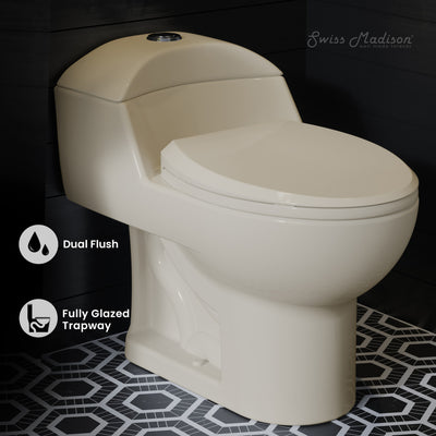 Chateau One-Piece Elongated Dual-Flush Toilet in Bisque 1.1/1.6 gpf