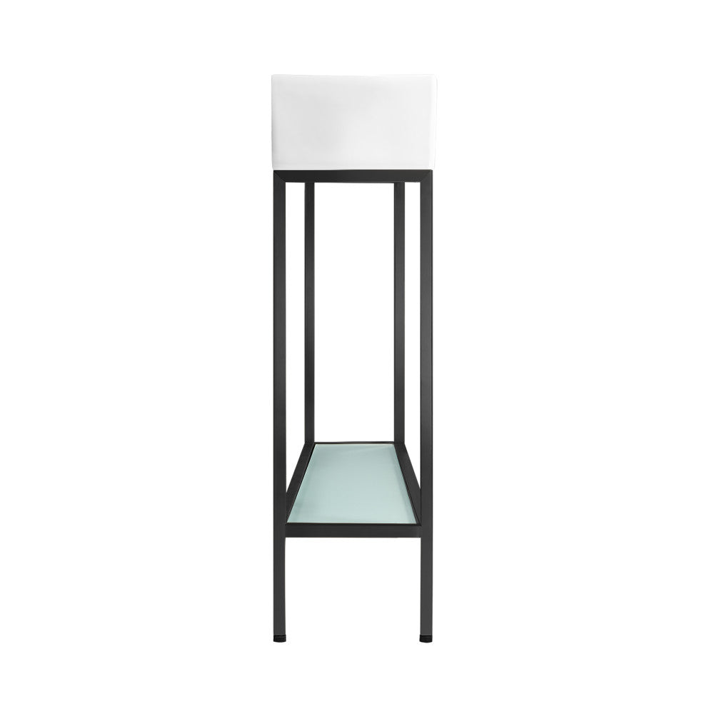 Pierre 19" Freestanding Bathroom Vanity with Open Shelf and Matte Black Metal Frame