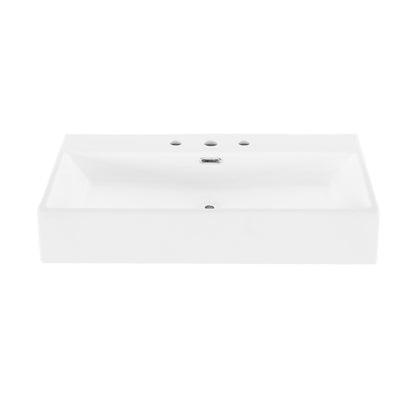 Claire 30" Rectangle Wall-Mount Bathroom Sink with 8" Widespread Holes