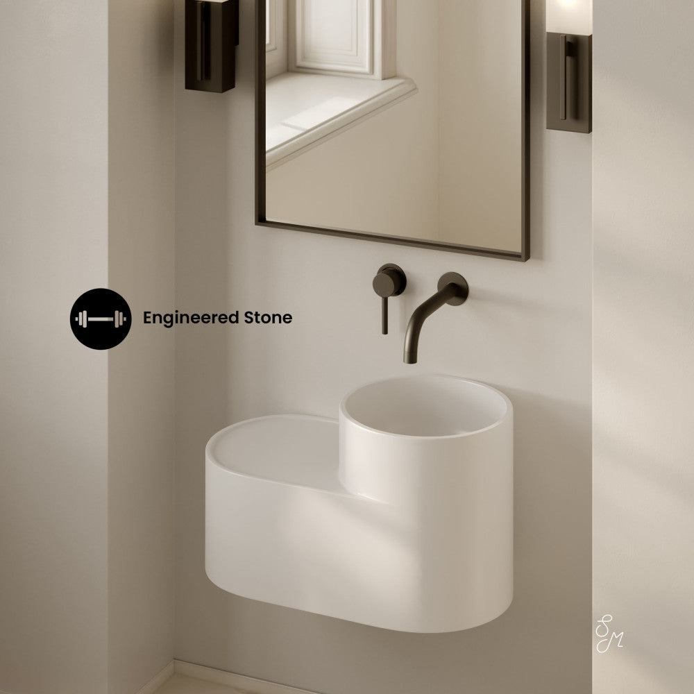 Monaco 20" Solid Surface Oval Wall-Mounted Sink In Matte White