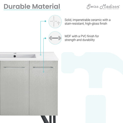 Annecy 36" Freestanding Bathroom Vanity in Gray with Sink Top