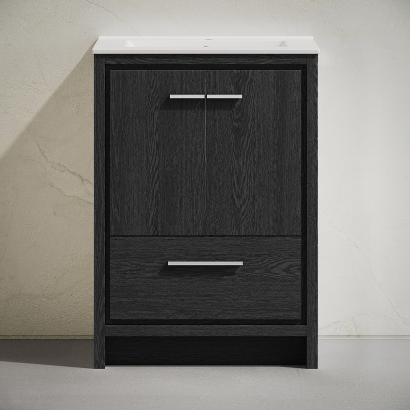 Virage 24" Freestanding Bathroom Vanity in Black Oak with Sink Top