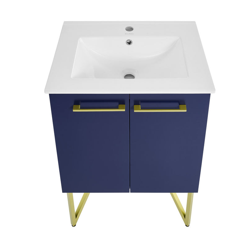 Annecy 24" Freestanding Bathroom Vanity in Navy Blue with Sink Top