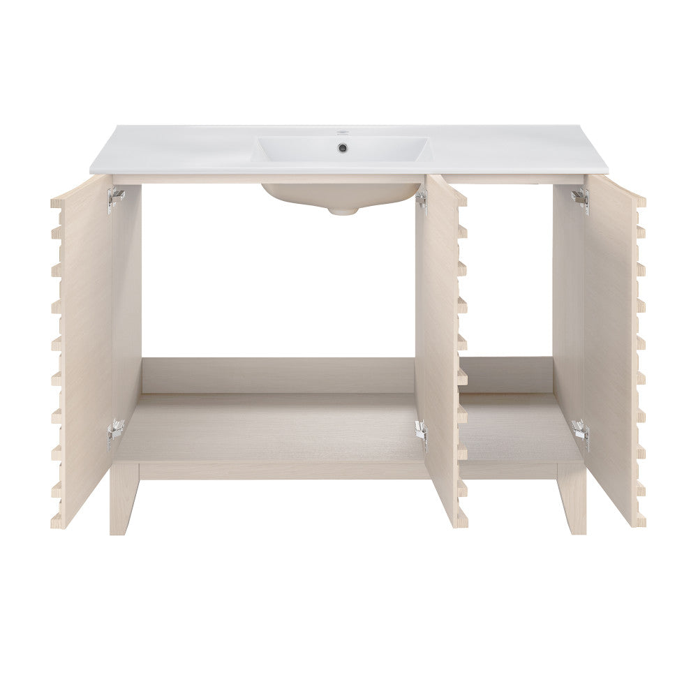 Cascade 48" Freestanding Bathroom Vanity in White Oak with Sink Top