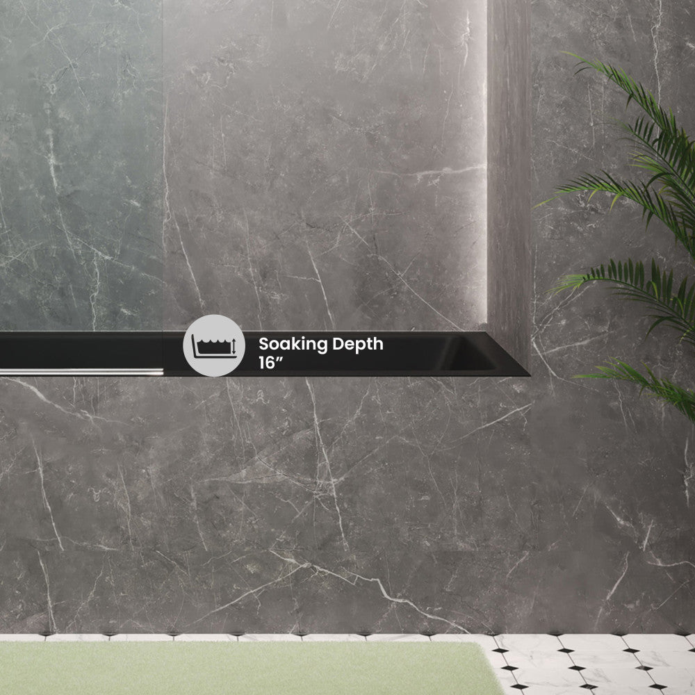 Voltaire 60" x 30" Left-Hand Drain Alcove Bathtub in Matte Black
