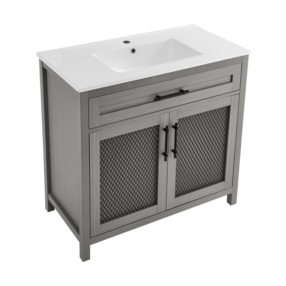 Calice 36" Freestanding Bathroom Vanity in Carbon Gray with Sink Top