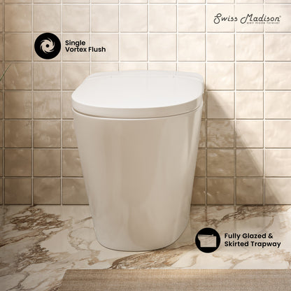 Hugo H Power Flush Tankless Toilet 7" Back Outlet 1 GPF Non-Electric Toilet with Integrated Tank in Glossy White