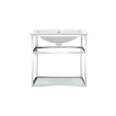 Pierre 24 Single, Open Shelf, Chrome Metal Frame Bathroom Vanity