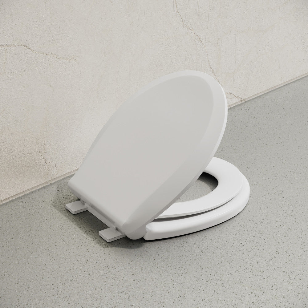 Round Toilet Seat with Toddler Seat Built In, Family Toilet Seat in Glossy White