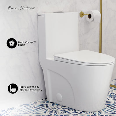 St. Tropez One Piece Elongated Toilet Dual Vortex Flush 1.1/1.6 gpf with 10" Rough In (6 - Pack)