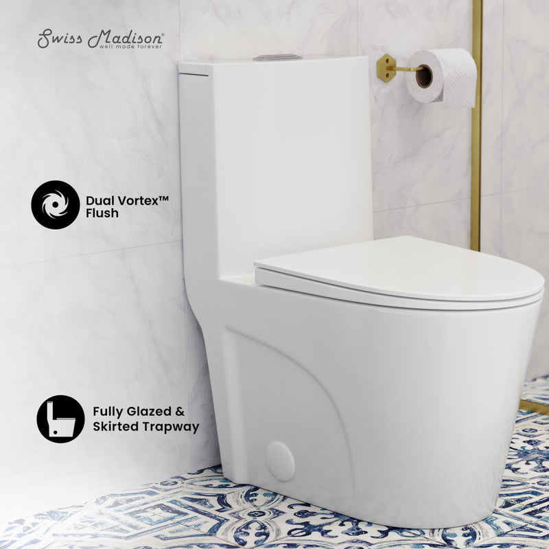 St. Tropez One Piece Elongated Toilet Dual Vortex Flush 1.1/1.6 gpf with 10" Rough In (6 - Pack)