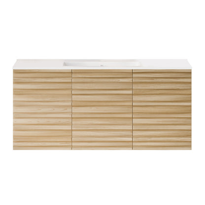 Cascade 48" Wall-Mounted Bathroom Vanity in Natural Oak with Sink Top