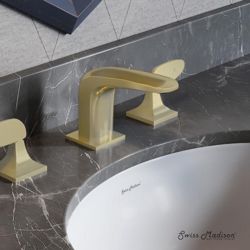 Chateau 8 in. Widespread, 2-Handle, Bathroom Faucet in Brushed Gold