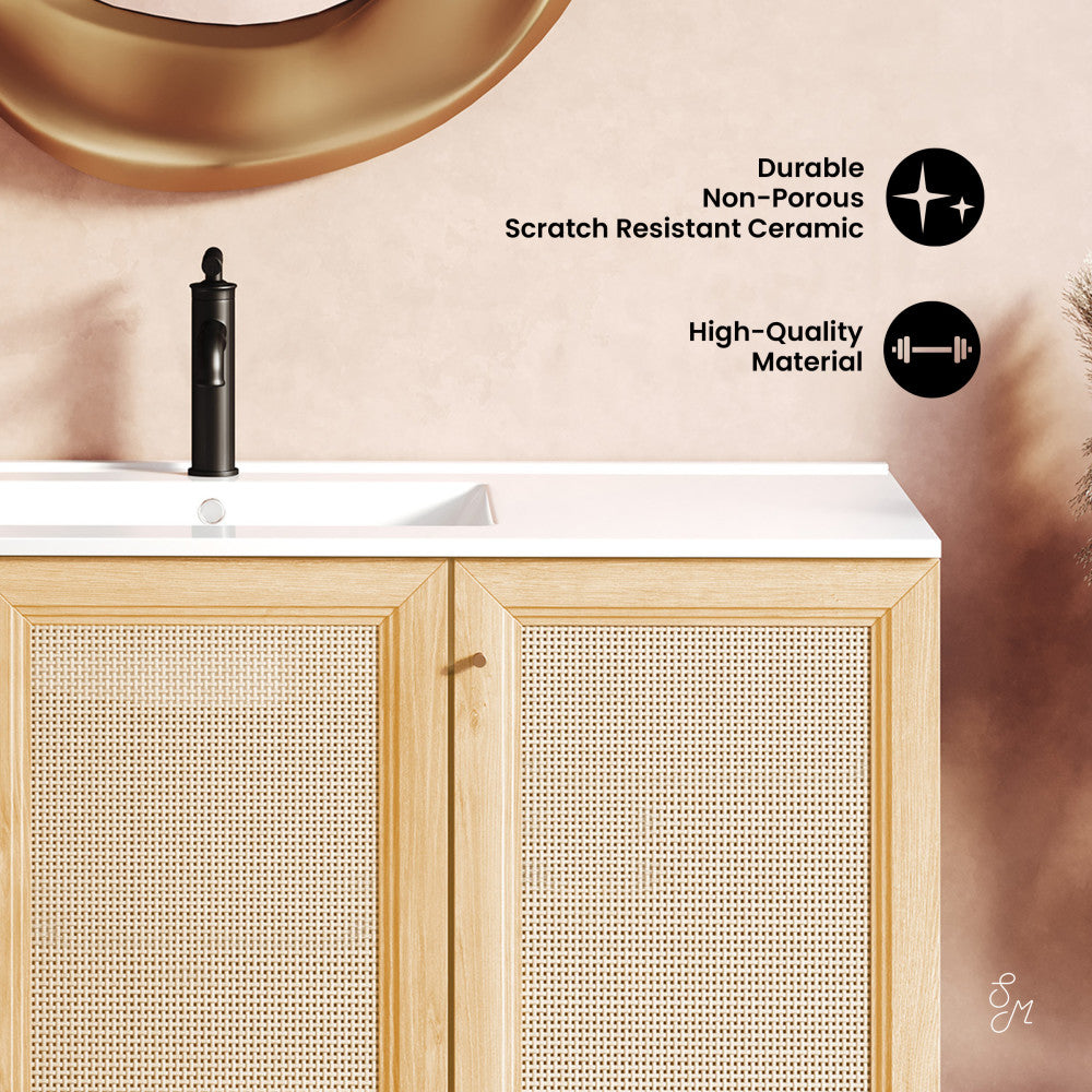 Classe 48" Wall-Mounted Bathroom Vanity in Natural Oak