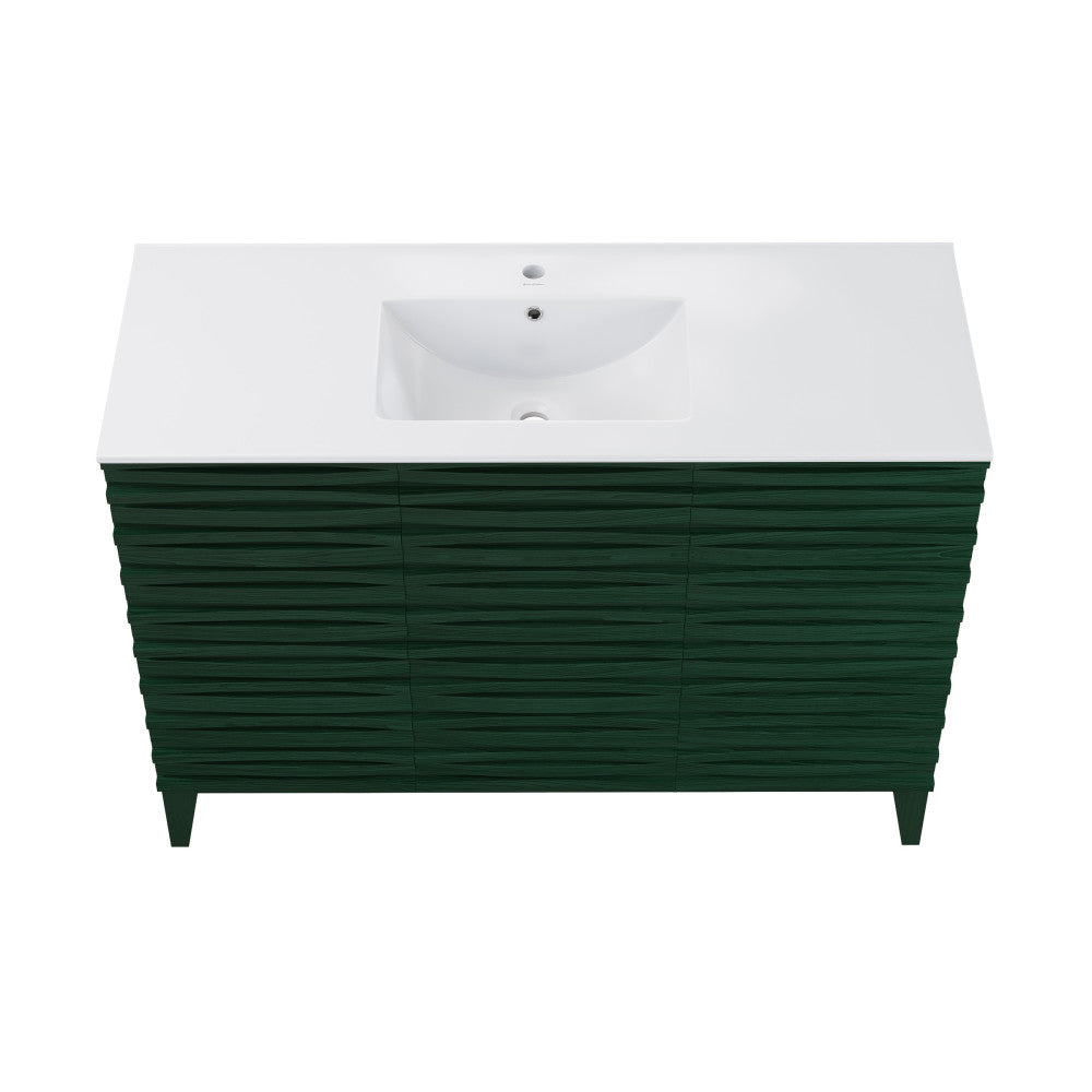 Cascade 48" Freestanding Bathroom Vanity in Green Oak with Sink Top