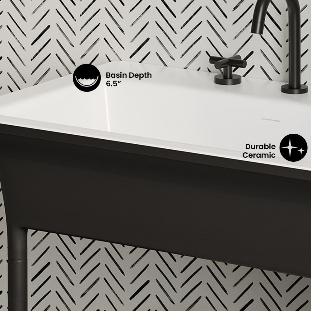 Ivy 32" Solid Surface Console Sink in Matte Black