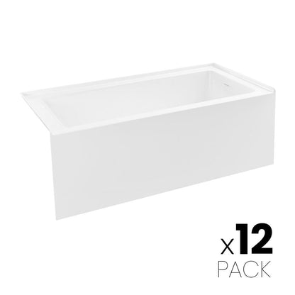 Voltaire 60 x 30 Skirted Right Drain Soaking Apron Bathtub in Glossy White with Integrated Overflow, Drain Included (12 - Pack)