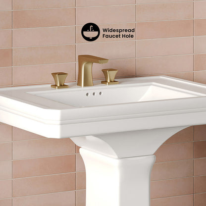 Voltaire 26" Two-Piece Pedestal Sink with 3-Hole Widespread Faucet Holes in Glossy White