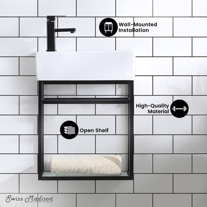 Pierre 19.5 Single, Metal Frame, Open Shelf, Bathroom Vanity