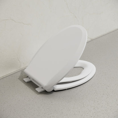 Elongated Toilet Seat with Toddler Seat Built In, Family Toilet Seat in Glossy White