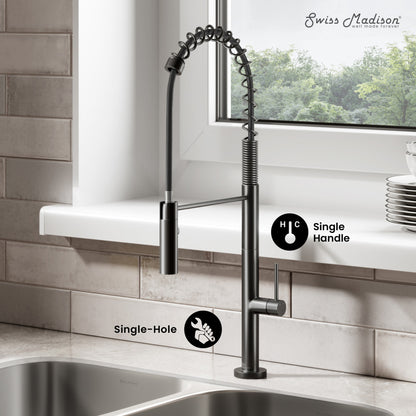 Chalet Single Handle, Pull-Down Kitchen Faucet in Matte Black