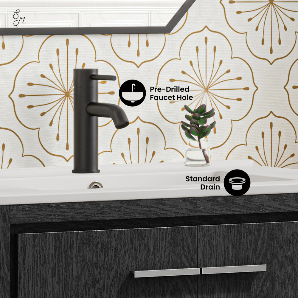 Virage 30" Freestanding Bathroom Vanity in Black Oak with Sink Top