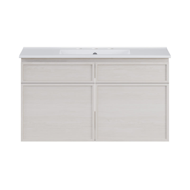 St. Tropez 36" Wall-Mounted Bathroom Vanity in White Oak with 3-Hole Widespread Sink Top
