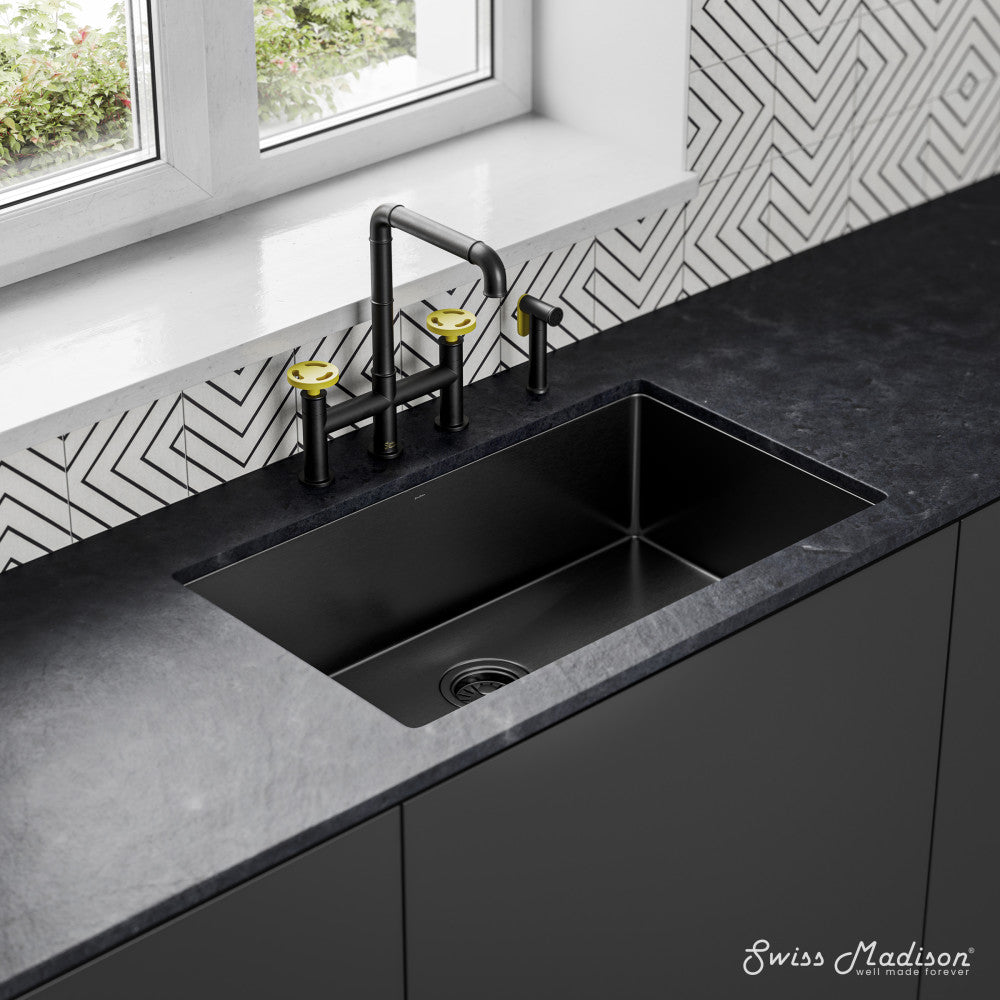 Avallon Pro Kitchen Faucet in Matte Black & Yellow