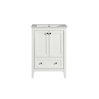 Cannes 24" Freestanding Bathroom Vanity in White with Sink Top