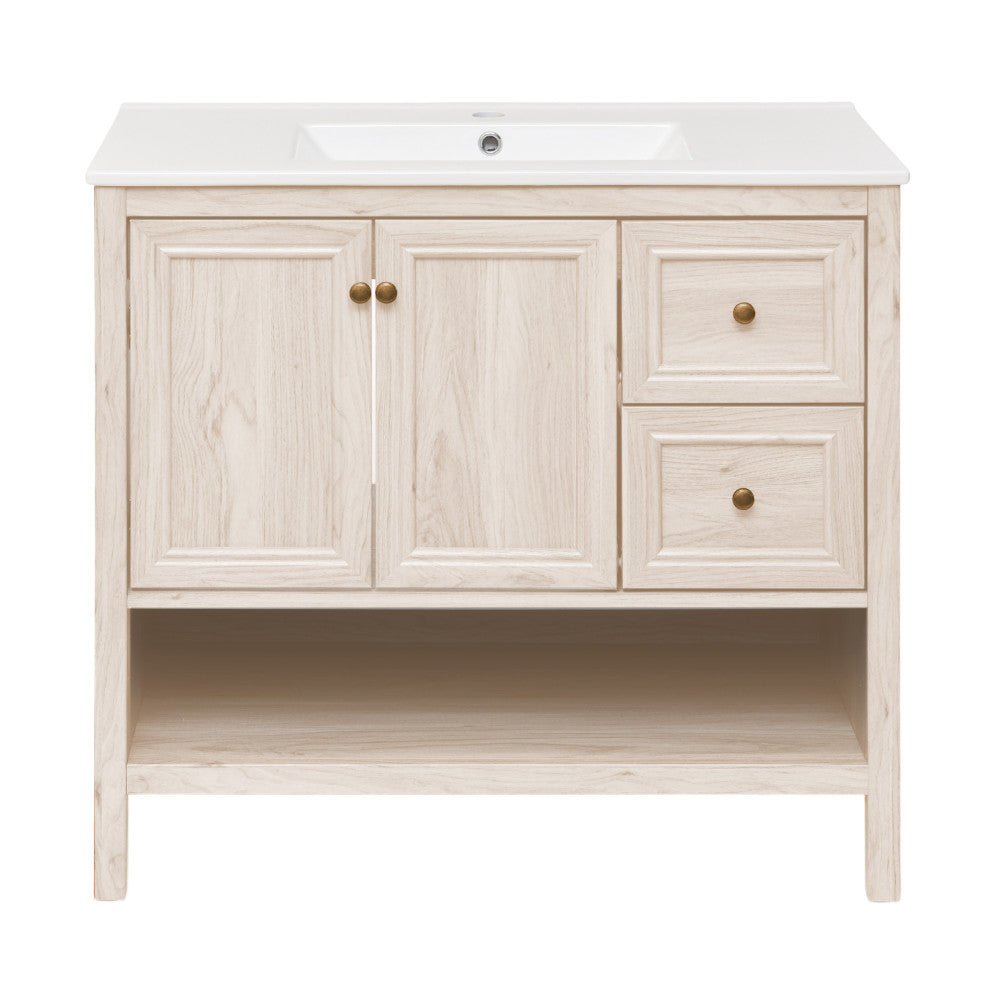 Chateau 36" Freestanding Bathroom Vanity in White Oak with Sink Top