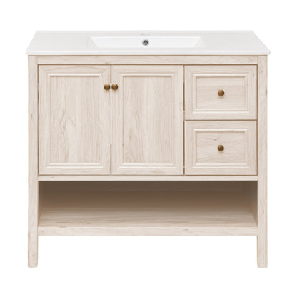 Chateau 36" Freestanding Bathroom Vanity in White Oak with Sink Top