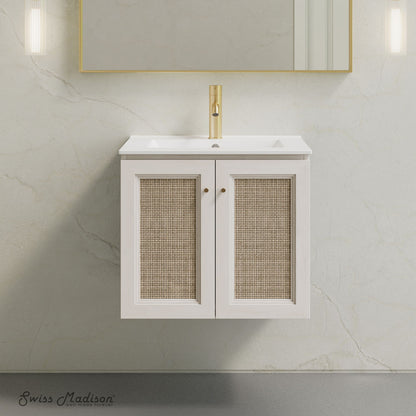 Classe 24" Wall-Mounted Bathroom Vanity in White Oak with Single Faucet Hole Vanity Top
