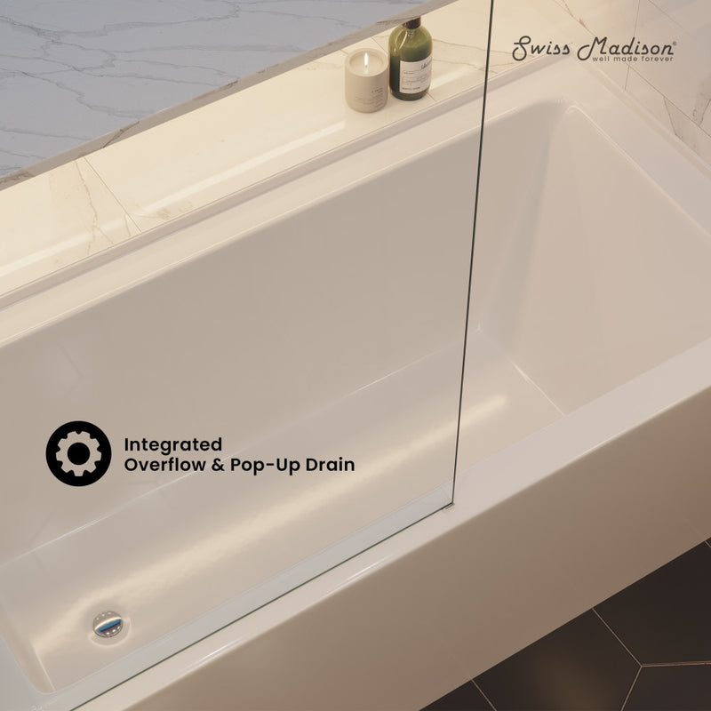 Voltaire 60 x 30 Skirted Left Drain Soaking Apron Bathtub in Glossy White with Integrated Overflow, Drain Included (12 - Pack)