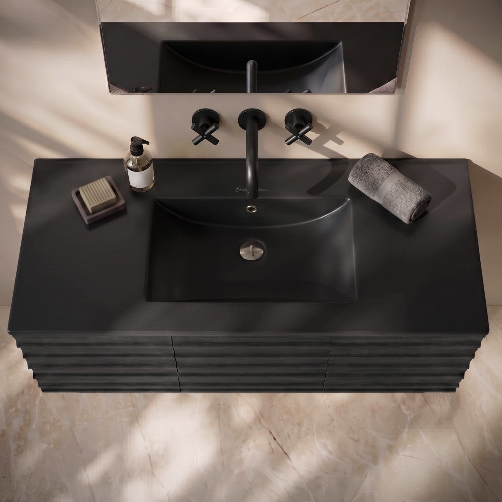 48" Zero Hole Vanity Sink Top in Matte Black