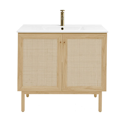 Classe 36" Freestanding Bathroom Vanity in Natural Oak with Sink Top