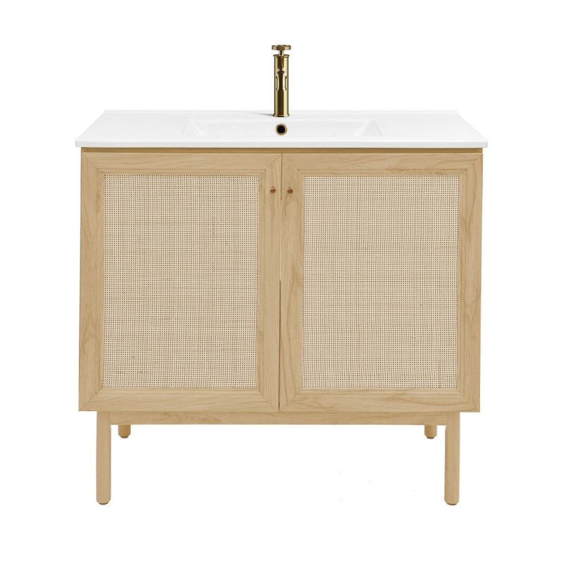 Classe 36" Freestanding Bathroom Vanity in Natural Oak with Sink Top