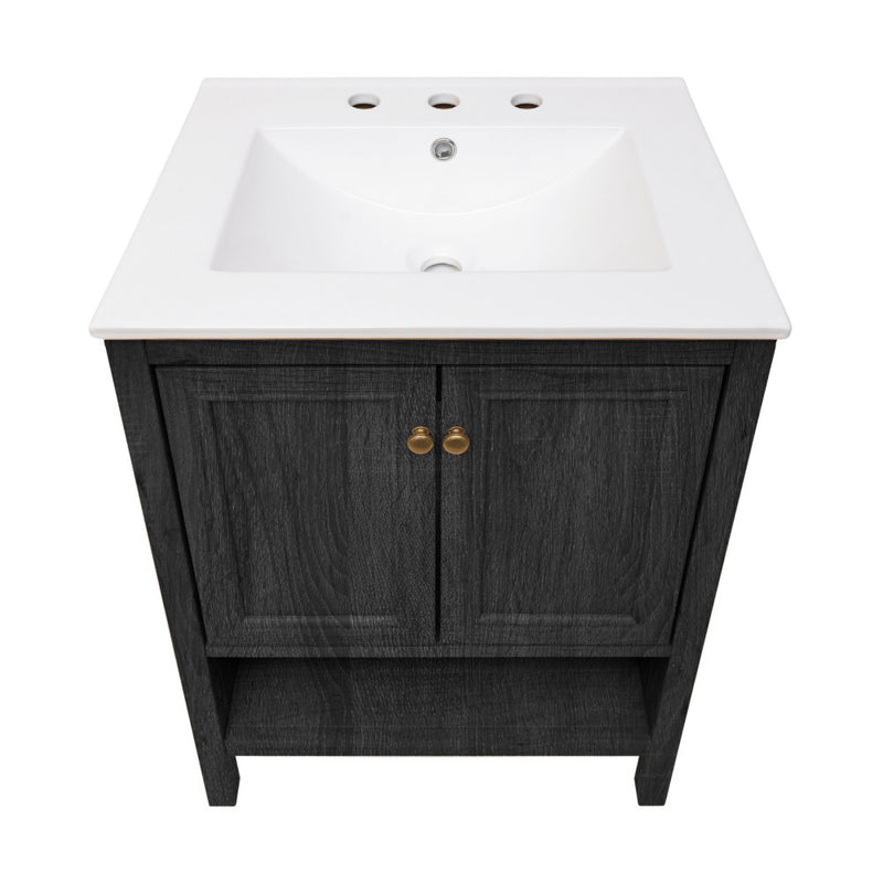 Chateau 24" Freestanding Bathroom Vanity in Black Oak with 3-Hole Widespread Sink Top