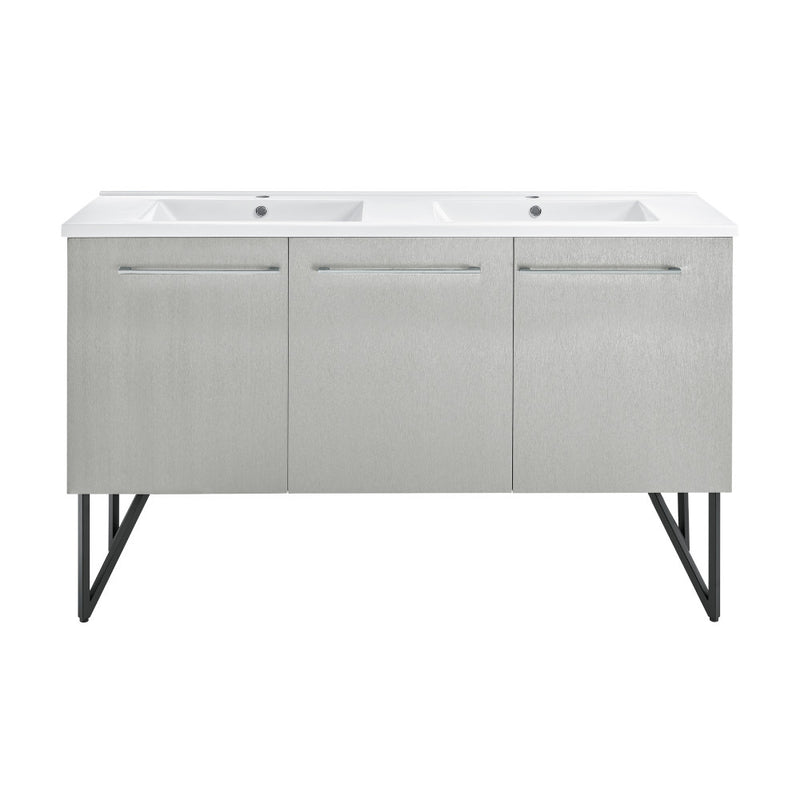 Annecy 60" Freestanding Bathroom Vanity in Gray with Sink Top