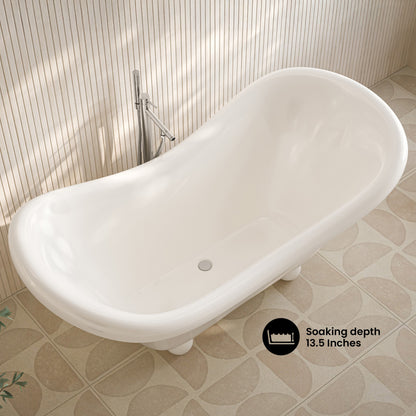 Plaisir II 67" Freestanding Bathtub with Round Feet in Glossy White