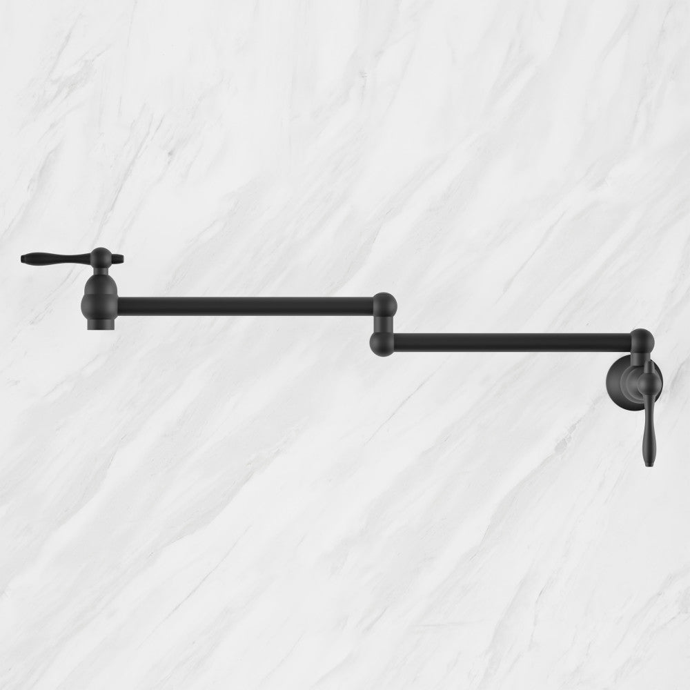 Plaisir Retractable Wall Mount Pot Filler Faucet in Matte Black