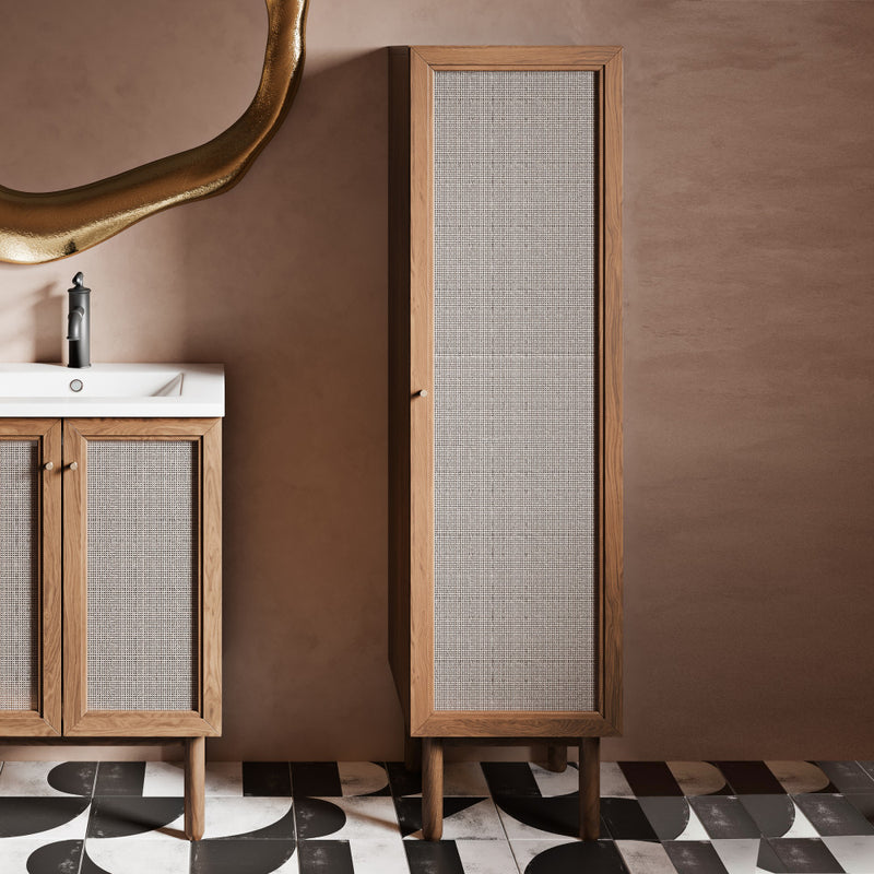 Classe 15.5 x 15 x 60 Freestanding Linen Cabinet in Toppan Oak