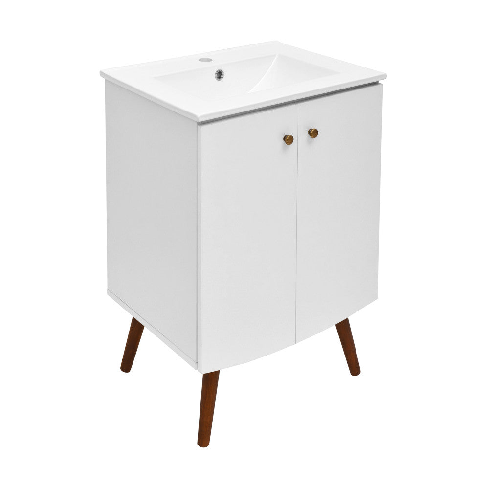Manoir 24" Freestanding Bathroom Vanity in White with Sink Top
