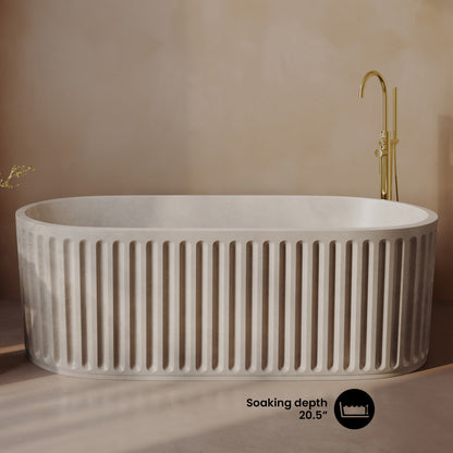 Delice 67" Freestanding Concrete Bathtub in Sand, Drain Included