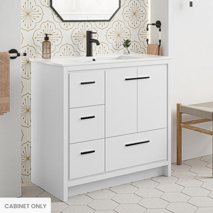 Virage 36 Freestanding, Bathroom Vanity in Glossy White - Cabinet