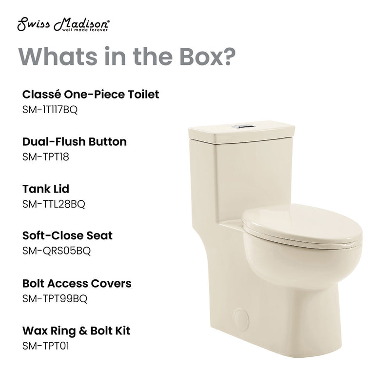 Classe One-Piece 12" Rough-in 1.1/1.6 GPF Dual Top Flush Elongated Toilet in Glossy Bisque