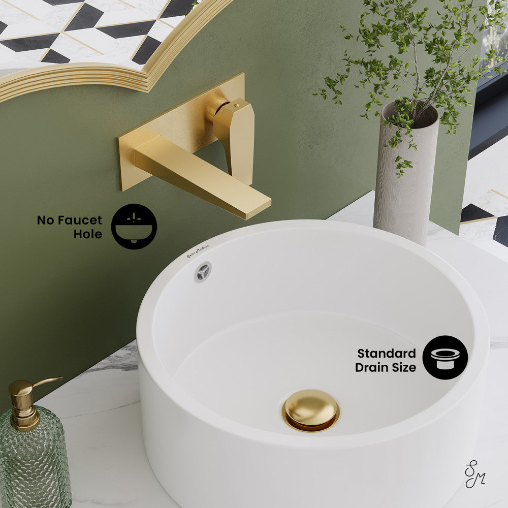 Monaco 36" Floating Bathroom Shelf with Vessel Sink in White Marble